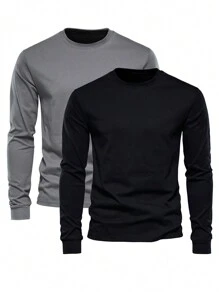 Men T-Shirts - 黑色和鉛色 - 查看 1