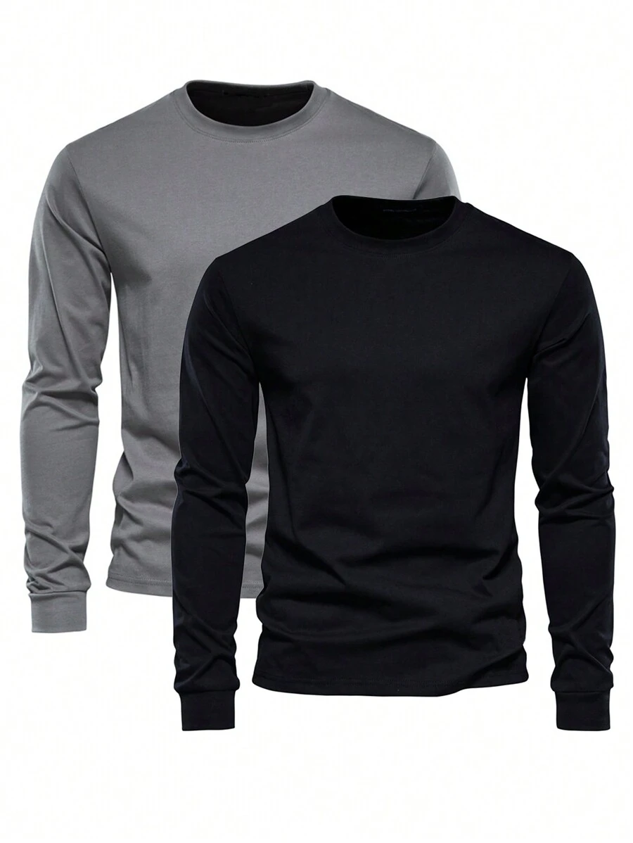 Men T-Shirts - 黑色和鉛色 - 查看 1