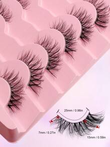 7对Asiteo透明带柔软自然纤细猫眼仿貂毛假睫毛，蓬松半眼睫毛，假睫毛 - 眼尾拉長款 - 查看 4