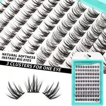 100入組簇狀睫毛單獨睫毛簇睫毛擴展DIY Wispy Fluffy Lash Extension套件，附有 applicator 和 lash bond and seal，假睫毛自然外觀混合 10-16mm C 型植毛 纖長美睫套裝，個人家用假睫毛擴展自由膠+鑷子套裝 - 黑色 - 查看 6