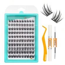 100入組簇狀睫毛單獨睫毛簇睫毛擴展DIY Wispy Fluffy Lash Extension套件，附有 applicator 和 lash bond and seal，假睫毛自然外觀混合 10-16mm C 型植毛 纖長美睫套裝，個人家用假睫毛擴展自由膠+鑷子套裝 - 黑色 - 查看 7