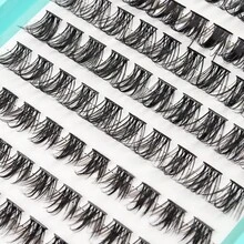 100入組簇狀睫毛單獨睫毛簇睫毛擴展DIY Wispy Fluffy Lash Extension套件，附有 applicator 和 lash bond and seal，假睫毛自然外觀混合 10-16mm C 型植毛 纖長美睫套裝，個人家用假睫毛擴展自由膠+鑷子套裝 - 黑色 - 查看 3