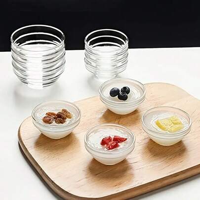 10 件透明塑料番茄酱辣椒酱碟蘸酱碗，适用于餐厅和厨房（非玻璃材质），学校用品