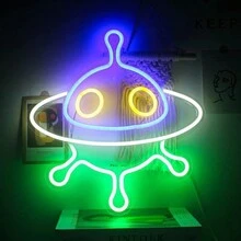 Neon Night Light, LED Neon Signs Night Light Neon Lights Neon Lights For Kids Bedroom USB Operated (Spaceship) - Multicolor - View 3