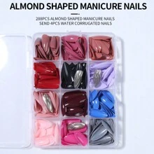 Bộ 292 miếng dán móng tay acrylic hình hạnh nhân, nhiều màu sắc khác nhau, dán toàn bộ móng, móng giả dán kèm hộp đựng, phù hợp cho phụ nữ và bé gái sử dụng hàng ngày và dự tiệc. - Nhiều màu - Xem 10