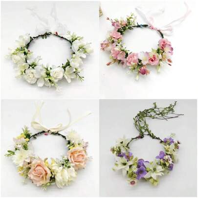 1pc Women's Nature-Inspired Floral Wreath Headband, New Design For Bride, Bridesmaid, Wedding Photography, Princess Party, Travel & Vacation Wear
