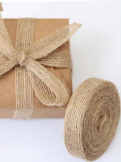 1Roll Of Natural Burlap Fabric With Burlap Ribbon For Gift Wrapping Wedding Event Party Home Bows Crafts Decoration