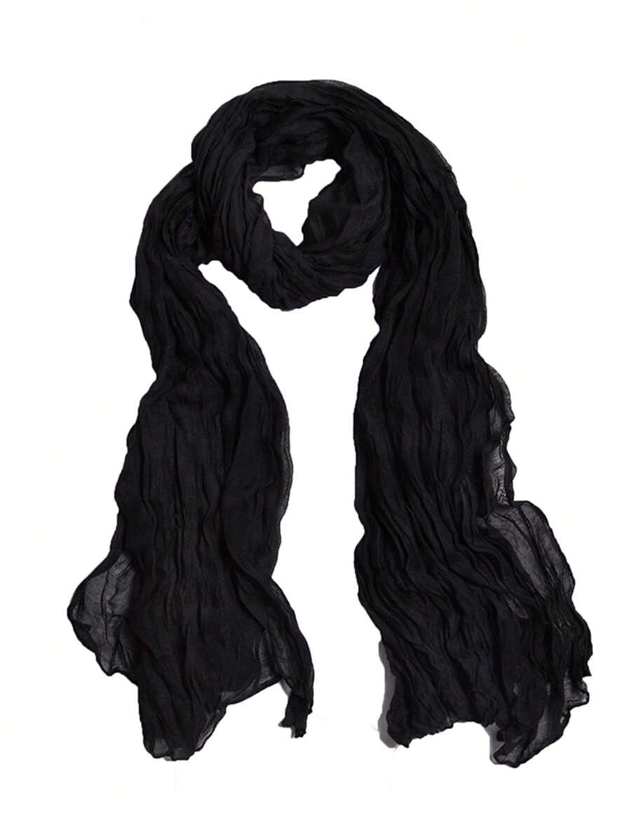 Solid Color Summer Shawl For Women, Suitable For Everyday Use - Black - View 1