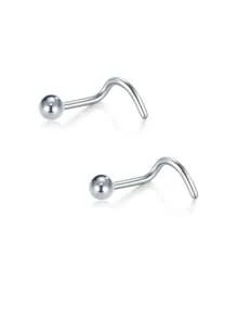 CIZME 2 件 20G（0.8MM）18G（1.0MM）不锈钢鼻环鼻钉鼻环鼻钉鼻钉环扭转螺丝 L 形球顶鼻穿孔首饰鼻钉环鼻环带 2MM 球顶鼻环鼻螺丝环鼻钉女式鼻环螺旋鼻环鼻螺丝钉鼻孔鼻穿孔首饰 - Ball top - 查看 13
