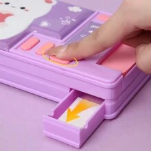 Multifunctional Pencil Case With Cartoon Design, Double Sided Sticky Notes, Calculator And Stationery, Student Creative Pencil Cases - Purple - View 8