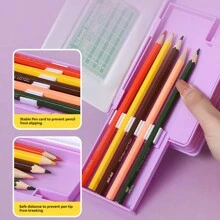Multifunctional Pencil Case With Cartoon Design, Double Sided Sticky Notes, Calculator And Stationery, Student Creative Pencil Cases - Purple - View 3