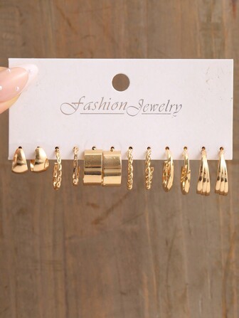 Conjunto De 12 Brincos De Argola Da Moda Com Pérolas Falsas, Geométricos E Torcidos, Perfeitos Para Festas, Encontros, Presentes E Uso Diário