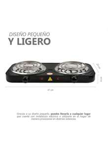 Parrilla Electrica Induccion Estufa Hornilla Doble Termostato Cocina Control de Temperatura  127v - Negro - Ver 6