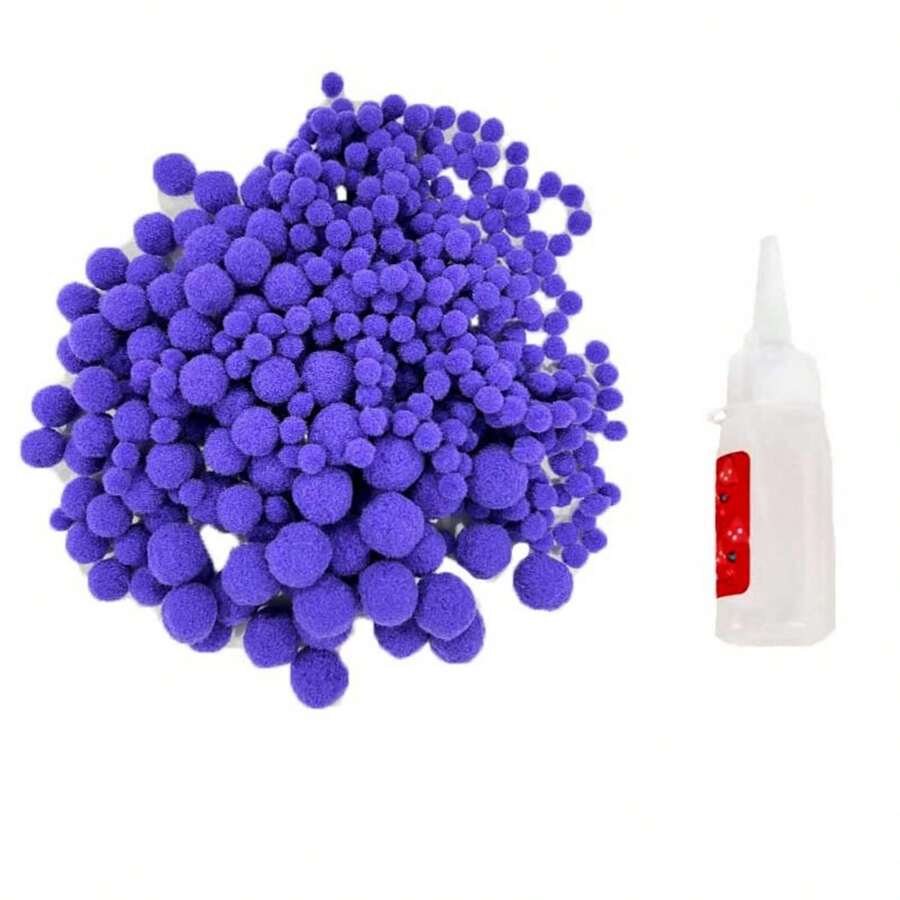 500個紫色圓形毛球花杯墊,吸水能力強的毛球杯墊,圓形杯墊,產品內容包括:500個紫色毛球,混合1、1.5和2cm大小以及1瓶膠水,桌面保護杯墊,手工製作,防刮,厚實耐用的毛氈杯墊,可吸水,耐磨損,多彩手工製作,家居廚房裝飾圓球杯墊禮盒,非常適合編織花環,diy工藝和裝飾,耐高溫,厚實耐用的多彩吸水杯墊 - 紫色 - 查看 1