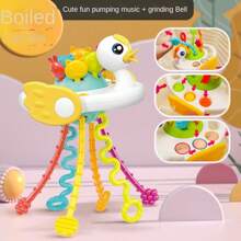 1pc Baby Soft Rubber Ball Rattle Grasp Ball, Teether, Exercise And Sensory Early Education Toy Component, Color Random - Little Duck - View 1