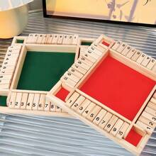 1 Set Wooden Classic 4-Sided Flip Number Board Game, Suitable For 2-4 Players, Simple & Fun Family Party Game, Adult Tabletop Game, Halloween & Christmas Gift