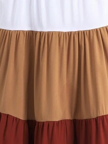 Vestido de estilo princesa en bloque de colores de moda y dulce para niña joven en verano con tirantes - Multicolor - Ver 4