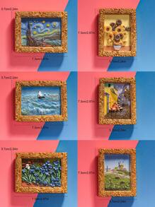 Set de 6 imanes de nevera con escenas, Arte creativo de Van Gogh, Pegatinas decorativas lenticulares 3D con reverso magnético para refrigeradores, mejor regalo para la decoración del hogar