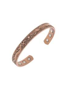 1 Stück Vintage Geschnitztes Armband Für Männer Aus Rotem Kupfer Mit Magneten Und Einstellbar, Ideal Als Festivalgeschenk, Für Partys, Reisen Oder Den Täglichen Gebrauch, Inklusive Einer Geschenkbox Zur Förderung Der Blutzirkulation