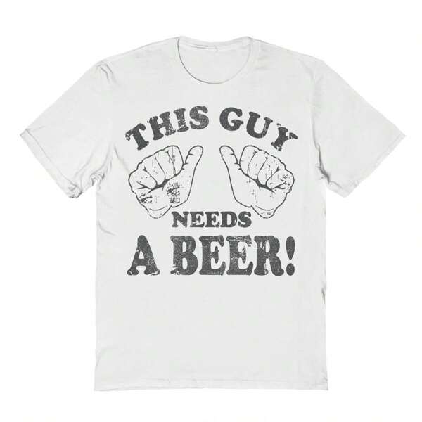 Social Hour This Guy Needs A Beer Graphic White Unisex Cotton Short-Sleeve T-Shirt