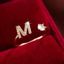 1Pc A-Z Letter Wrap Ring Inlaid Shining You Got An Alphabet To Choose Make Your Call Match Daily Outfits