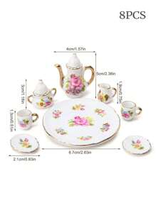 娃娃屋微型陶瓷茶具1:12比例模擬廚房玩具裝飾品 - 彩色 - 查看 9