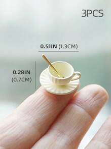 1 Set Puppenhaus Miniatur Kaffeebecher Set, 1:12 Maßstab Miniatur Küchenzubehör, Inklusive Leeren Becher, Löffel Und Teller