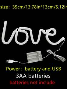 1入組愛心形LED霓虹燈，可掛牆，電池或USB供電，適用於假日派對窗戶臥室裝飾 - love霓虹燈 - 查看 10