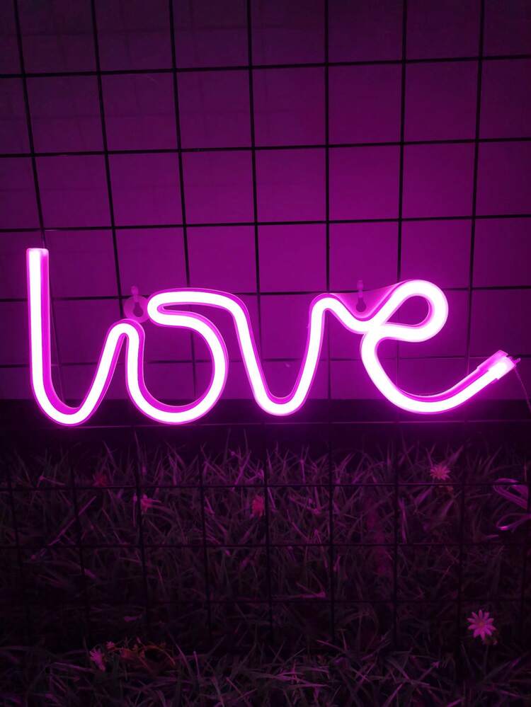 1pc Love Shaped LED Neon Light For Wall Hanging, Battery Or USB Powered, Ideal For Holiday Party Window Bedroom Decoration - Love Neon Lights - View 3