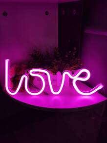 1入組愛心形LED霓虹燈，可掛牆，電池或USB供電，適用於假日派對窗戶臥室裝飾 - love霓虹燈 - 查看 4