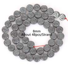 1條天然赤鐵礦石黑色啞面幾何圖案愛心立方圓珠珠寶製作配件耳環項鍊diy配件 15" - 彩色 - 查看 28