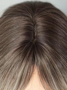 7JHH WIGS 灰金色假发长卷发假发带窗帘刘海深色发根耐热合成发色渐变波浪假发适合女士日常派对使用 28 英寸 - 漸層 - 查看 8