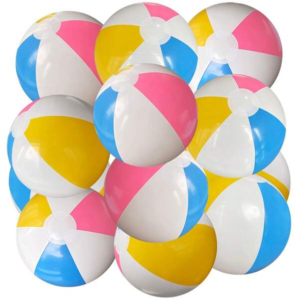 10pcs Inflatable Beach Balls, 4 Colors, Pool/Beach Party Decoration, Carnival Gift Inflatables