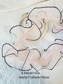 2碼熨褶縐紗絨帶，帶有珠子和花朵的DIY裝飾，適用於鏡子、窗簾、服裝設計、蘿莉塔風格蕾絲邊縫飾 - 藕粉色 - 查看 2