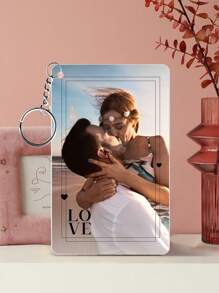1pc Customized Photo Keychain, Engraved Photo Keychain, Personalized Photo Keychain, Customized Keychain With Photo And Name, Customized Acrylic Keychain, Gift For Mom/Dad, Girlfriend/Boyfriend, Pet Dog, Grandparents, Kids, Graduation, Christmas, Winter - Photo Album 1 - 8.6*5.4cm - View 4