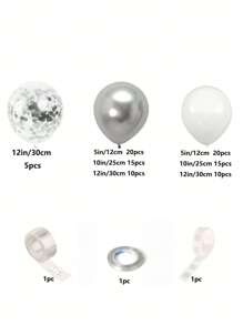 98 件银色气球花环套件，95 件白色和银色气球拱门套件，配有银色五彩纸屑气球，非常适合生日毕业典礼订婚婚礼周年派对装饰、圣诞节 - 彩色 - 查看 2