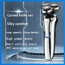 3D Rechargeable Waterproof IPX7 Electric Shaver Wet & Dry Rotary Shavers For Men Electric Shaving Razors With Pop-Up Trimmer - Black - View 1
