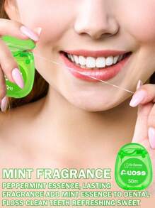 Dr.Emma 2入組薄荷口味牙線卷，深層清潔牙線，可攜式一次性牙線棒，適用於旅行和日常生活 - 綠色 - 查看 2
