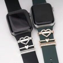 4pcs/Set Rhinestone Love Watch Strap Decorative Ring Suitable For Mothers Daily To Wear Mother's Day Gifts As A Gift For Students Returning To School