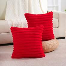 1 Vỏ Gối Lông Tơ Lông Thỏ Giả Màu Đỏ Đồng Màu, Vỏ Gối Vuông, Trang Trí Nhà Ngày Lễ, Vải Lông Tơ Chống Thỏ Mềm Mại Và Thoải Mái, Trang Trí Sofa Hiện Đại, Lý Tưởng Cho Gia Đình, Phòng Ngủ, Ký Túc Xá Sử Dụng - Đỏ - Xem 3