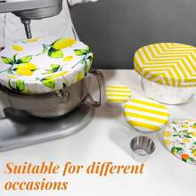 5/10 Pieces Bowl Covers Reusable In 5 Size Stretch Cloth Fabric Elastic Food Storage Bread Lids For Food, Fruits, Leftover (Summer Style) - Multicolor - View 6