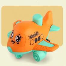 1pc Cartoon Airplane Shaped Press & Go Toy For Kids, Kindergarten Gift - Multicolor - View 3