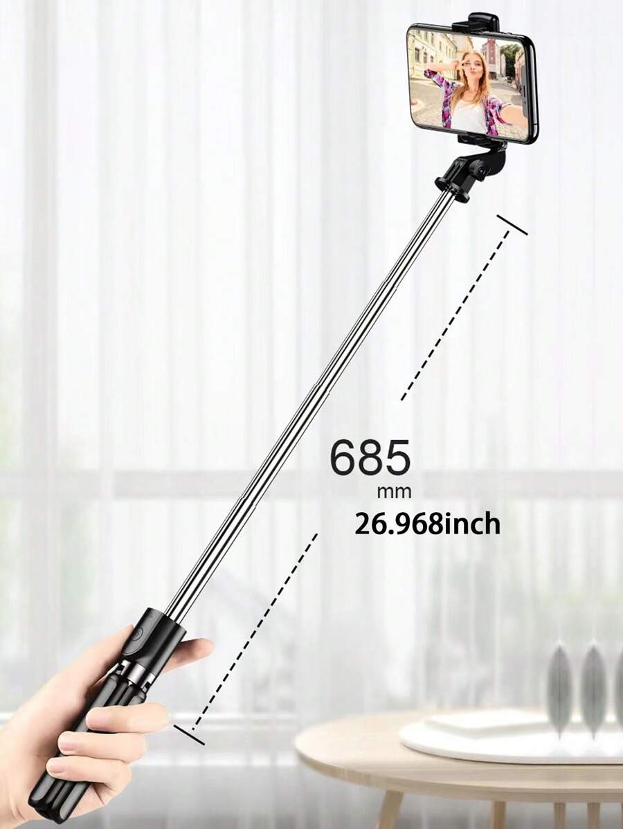 Foldable Mini Selfie Stick Bluetooth Extended AntiShake Light Mobile