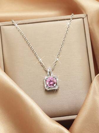 1 st Rhinestone Square Cubic Zirconia hänge damer halsband