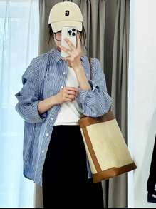 Women Blouses - 藍白色 - 查看 1