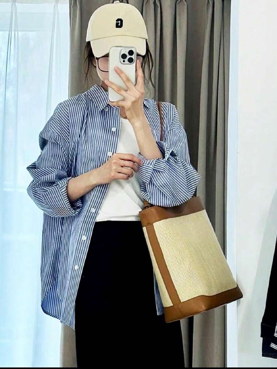 Women Blouses - 藍白色 - 查看 1