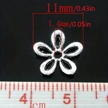 50入組11mm復古間隔珠金屬配件端瓣,古銀色花珠帽,用於珠寶diy手鍊項鍊製作 - Beads Caps - 查看 3