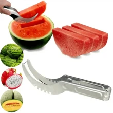 1pc, Cutting Watermelon Block Slicer Cutter, Watermelon Fruit Splitter, Stainless Steel Cutting Watermelon Tool, Kitchen Gadgets, Kitchen Supplies, Kitchen Tools - Silver - View 1