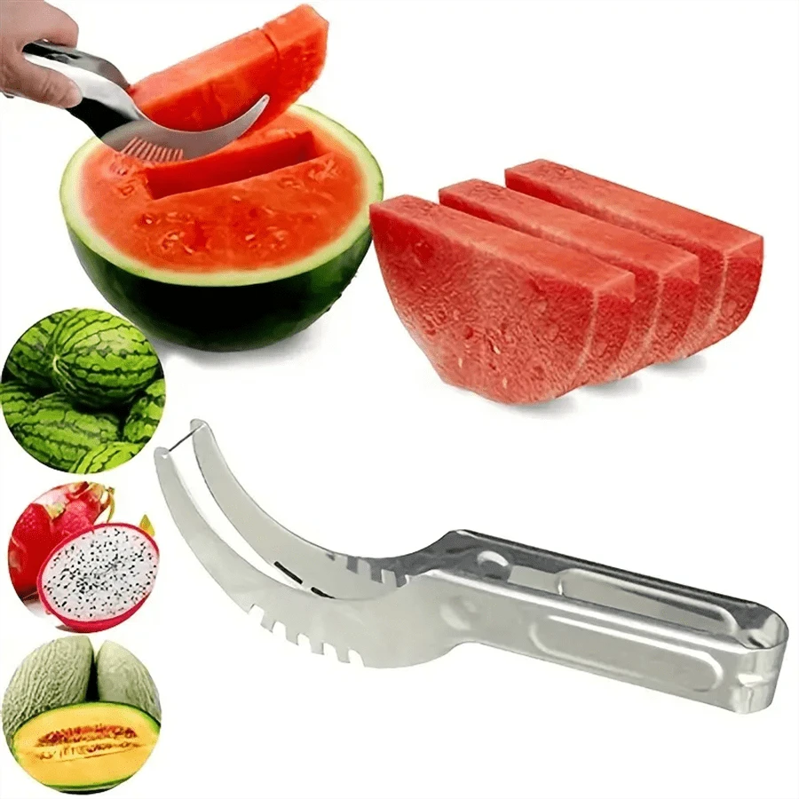 1pc, Cutting Watermelon Block Slicer Cutter, Watermelon Fruit Splitter, Stainless Steel Cutting Watermelon Tool, Kitchen Gadgets, Kitchen Supplies, Kitchen Tools - Silver - View 1