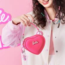 Miniso Bolso de gelatina con corazón rosa de Barbie - Bolso de moda, bolso de hombro, bolso cruzado, bolso de almacenamiento diario - Regalo ideal para mujeres - Rosa Fucsia - Ver 4